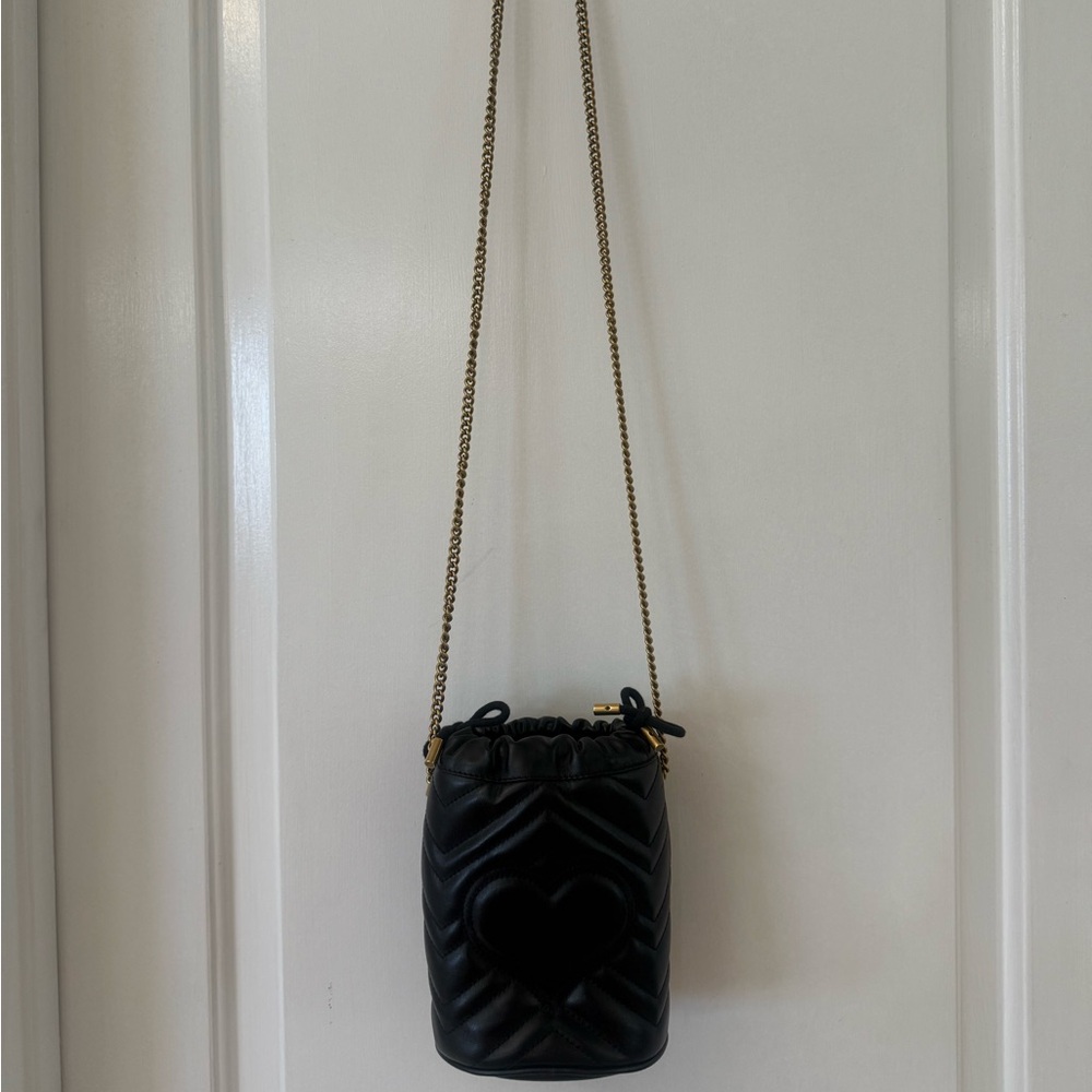 Gucci Marmont Quilted Calfskin Leather Matelasse Mini Bucket Bag with Gold Chain - Picture 11 of 15